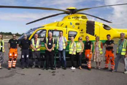 Lindford fete team meet Hampshire and Isle of Wight Air Ambulance crew