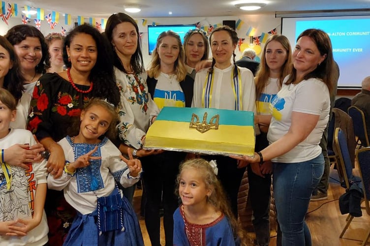 Ukrainian families lay on a Ukrainian feast at Alton Rugby Club, October 14th 2022.