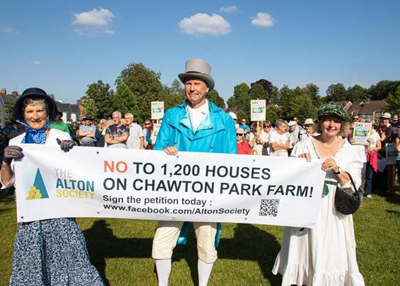 Regency protesters at Chawton Park Farm, September 2021.