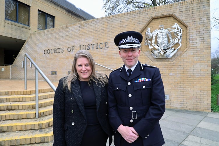 Hampshire PCC Donna Jones and new chief constable Scott Chilton