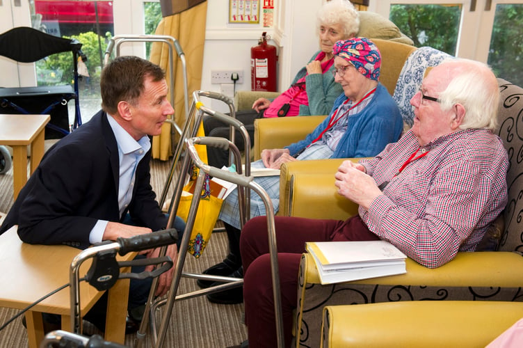 The Rt Hon Jeremy Hunt MP The Chancellor of the Exchequer during his visit to Shottermill House Care Home, Liphook Road, Haslemere, Surrey PICTURES BY STEVE PORTER