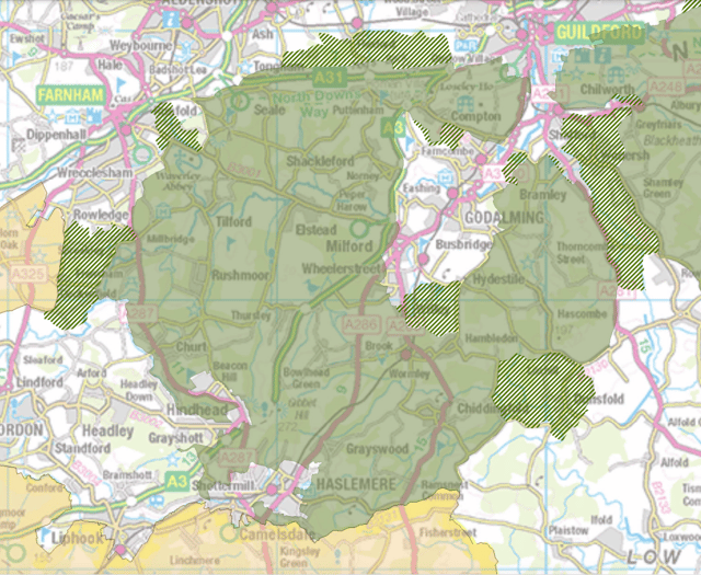 Find out which parts of Waverley could be included in the Surrey Hills