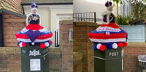 Knitted coronation postbox toppers appear overnight in Haslemere