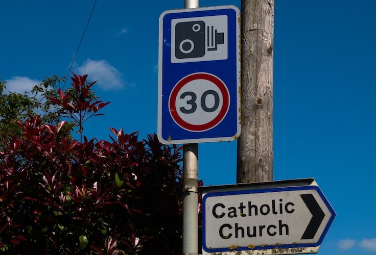 A speed camera sign