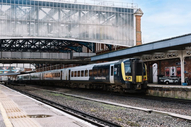 A SWR train departs Waterloo station