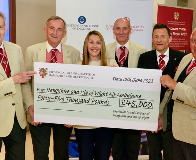 Freemasons donate £45,000 to Hampshire and Isle of Wight Air Ambulance