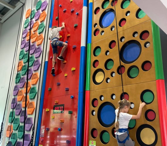 Ukrainian children on the climbing wall at Alton Sports Centre, September 30th 2023.