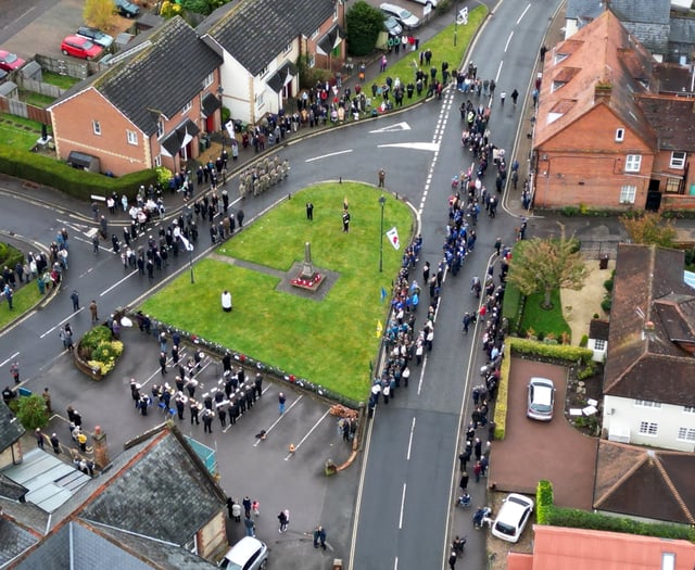 WATCH: Aerial footage of wreath laying at Liss Remembrance service