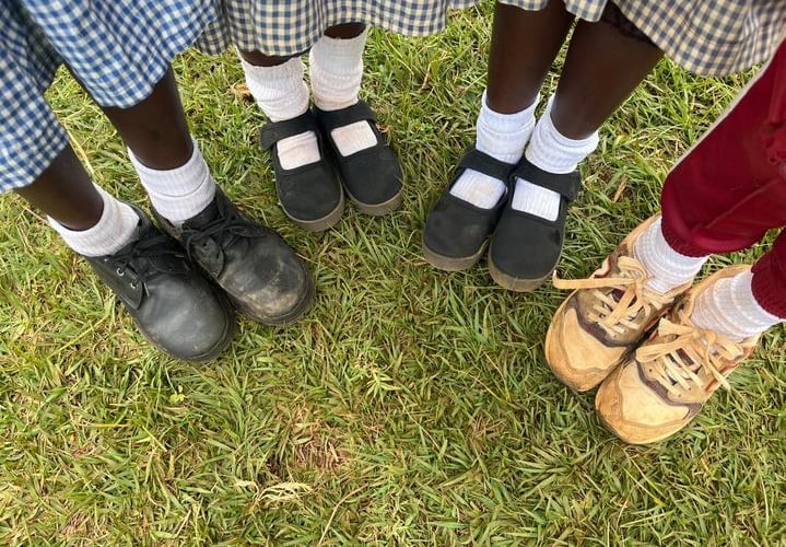 Kenyan school children with shoes from Liphook residents