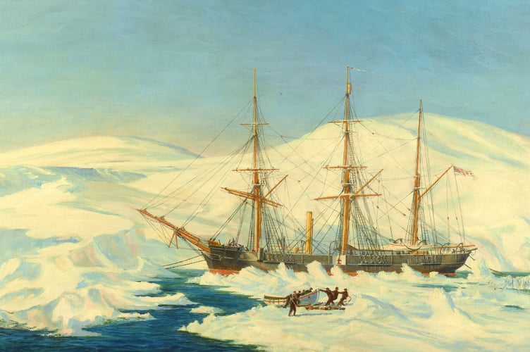 HMS Alert on an Arctic expedition, a signed oil on canvas by Harold Wyllie, is expected to fetch £800 to £1,200 at Ewbank's next week