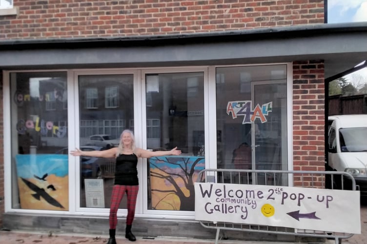 Sarah Plunkett outside the pop-up art gallery. 