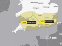 'Strong chance' of thunderstorms in Hampshire and Surrey overnight